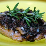 Salmon with anchovy olive tapenade