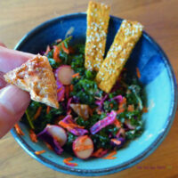 Marinated Tempeh with Massaged Kale + Cabbage Salad