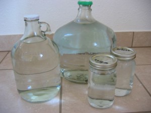 An array of water jugs