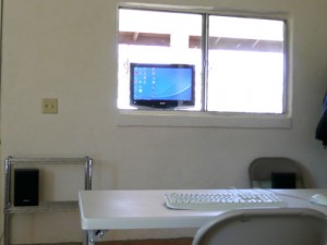 Using a computer through the window