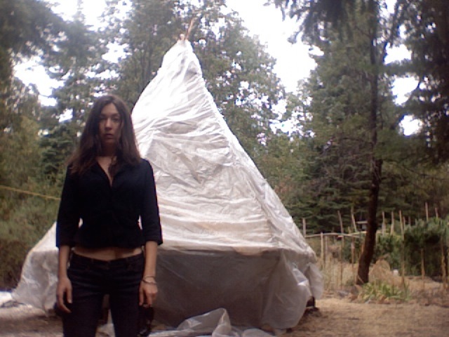 Performance with the Toxic Teepee (from the Pirate Island Performance series) © Monet Clark