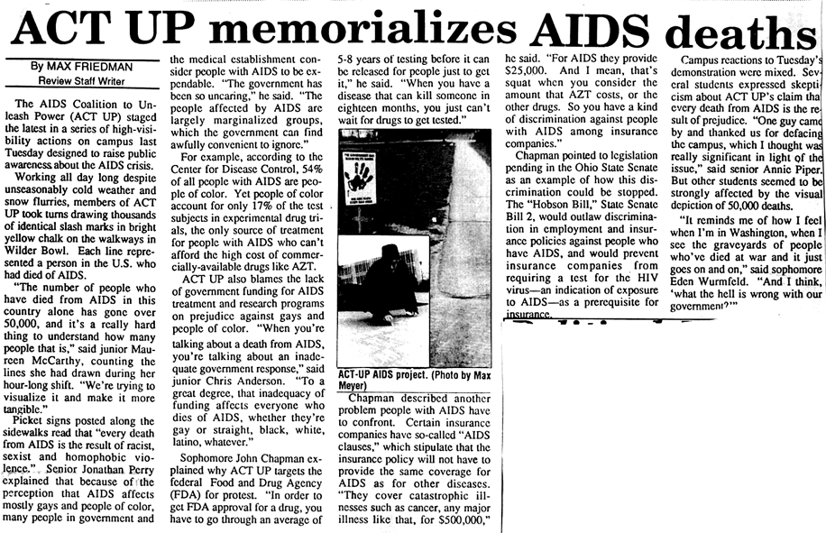 ACT-UP memorializes AIDS article