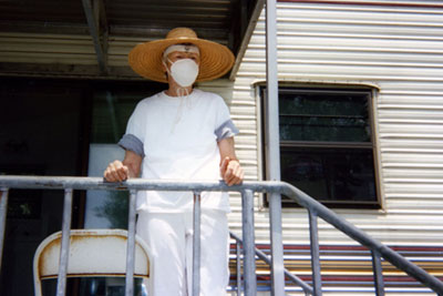 Ann outside her trailer at Seagoville