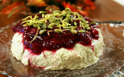 Cashew pumpkin seed “cheese” with apple-cranberry sauce