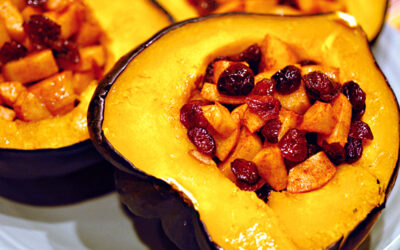 Acorn squash with cranberry apple stuffing