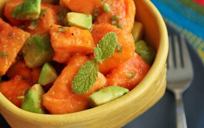 Minted papaya avocado salad